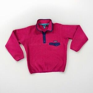 Vintage 90s Patagonia Synchilla Fleece Snap-T Pullover Mens Small Pink Purple 🔥